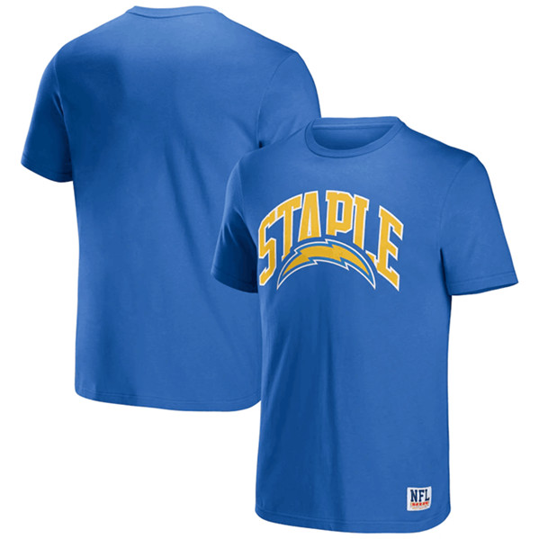 Men's Los Angeles Chargers x Staple Light Blue Logo Lockup T-Shirt